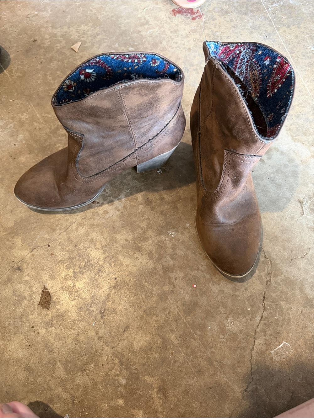 Rocket Dog Brown Suede Ankle Booties with Paisley Lining